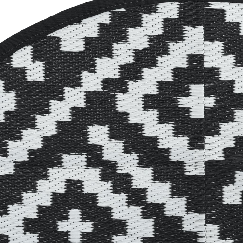 Outdoor-Teppich ARAKIL Weiß und Schwarz Ø160 cm PP