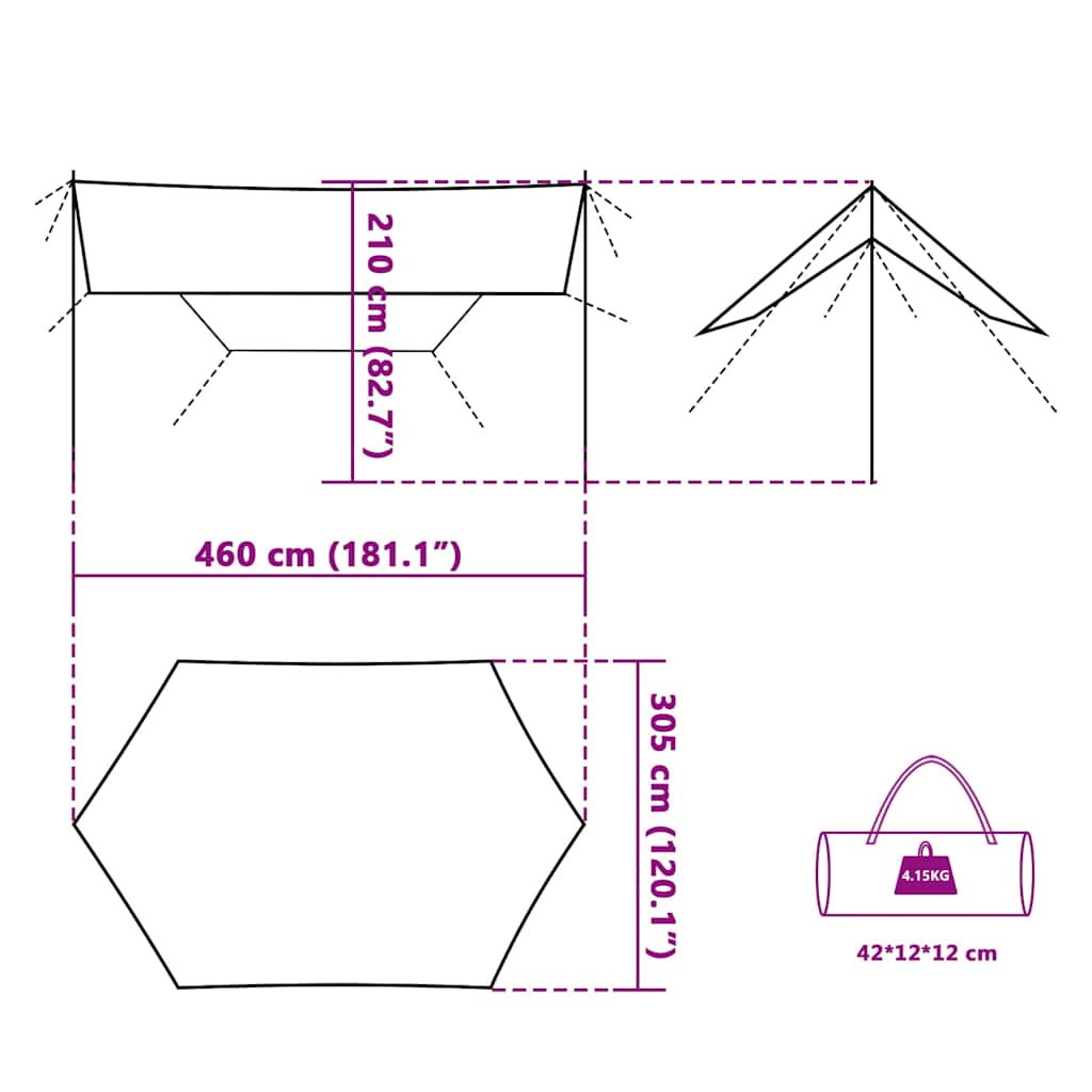 Tarp Orange 460x305x210 cm Wasserdicht