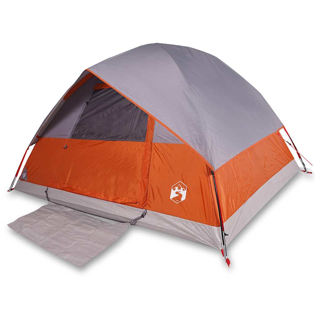 Kuppel-Campingzelt 3 Personen Grau und Orange Wasserdicht