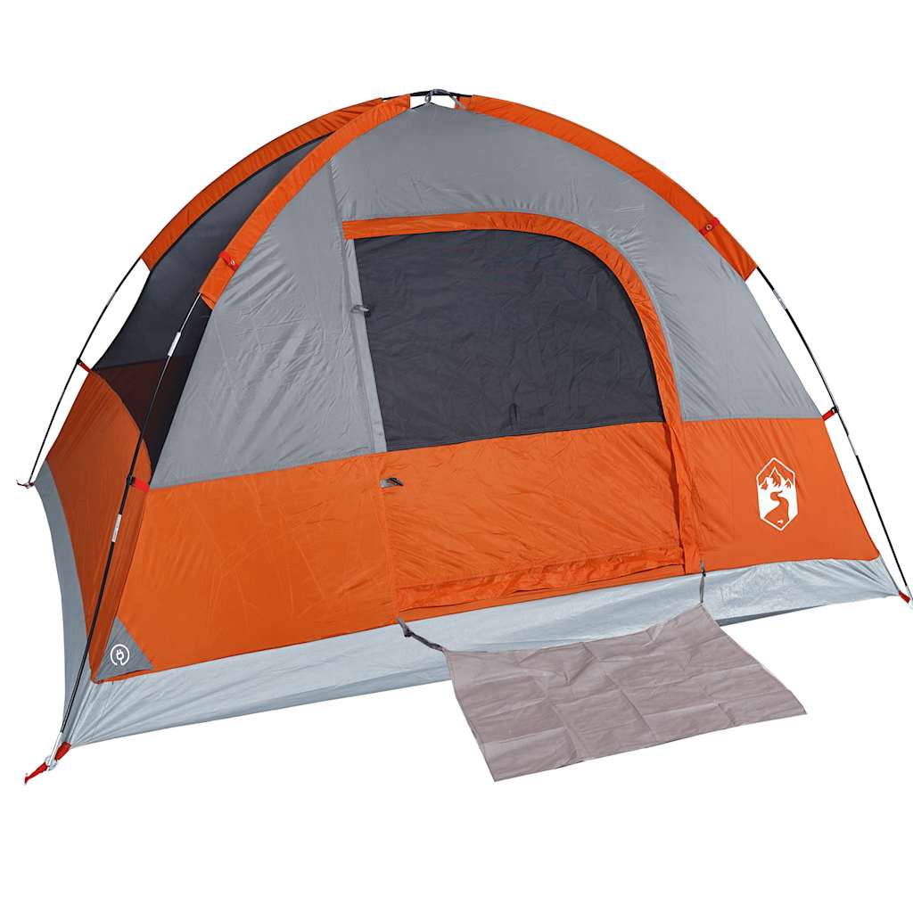 Kuppel-Campingzelt 3 Personen Grau und Orange Wasserdicht