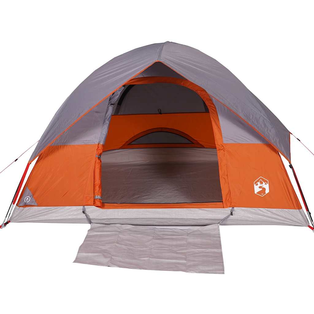 Kuppel-Campingzelt 3 Personen Grau und Orange Wasserdicht