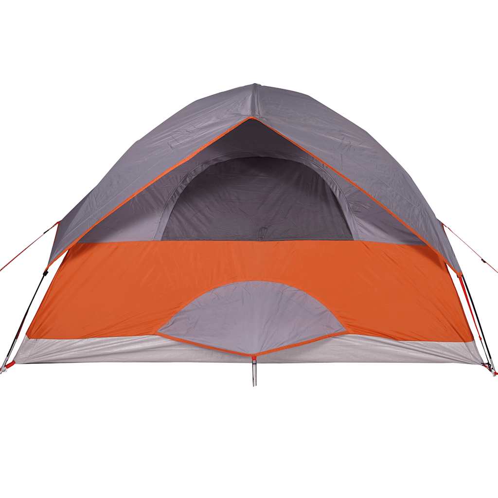 Kuppel-Campingzelt 3 Personen Grau und Orange Wasserdicht