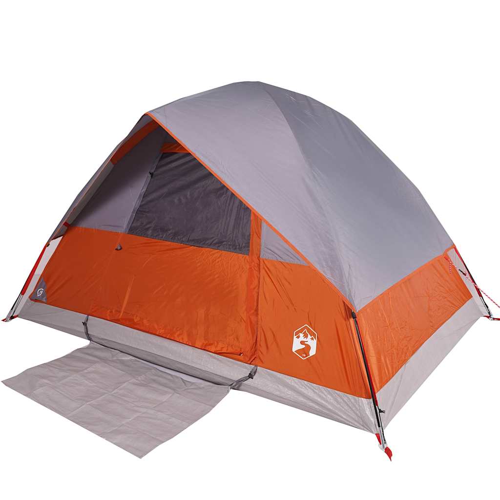 Kuppel-Campingzelt 4 Personen Grau und Orange Wasserdicht