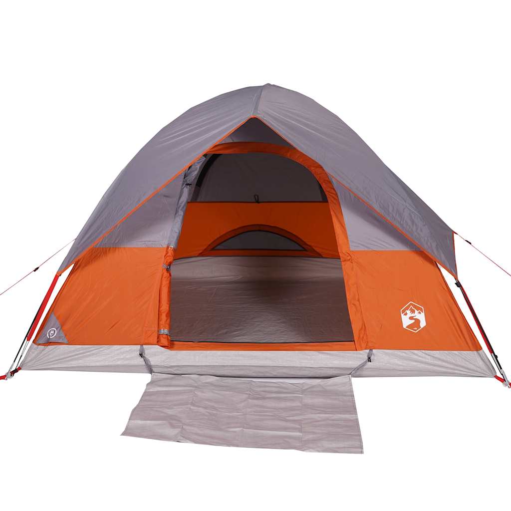 Kuppel-Campingzelt 4 Personen Grau und Orange Wasserdicht