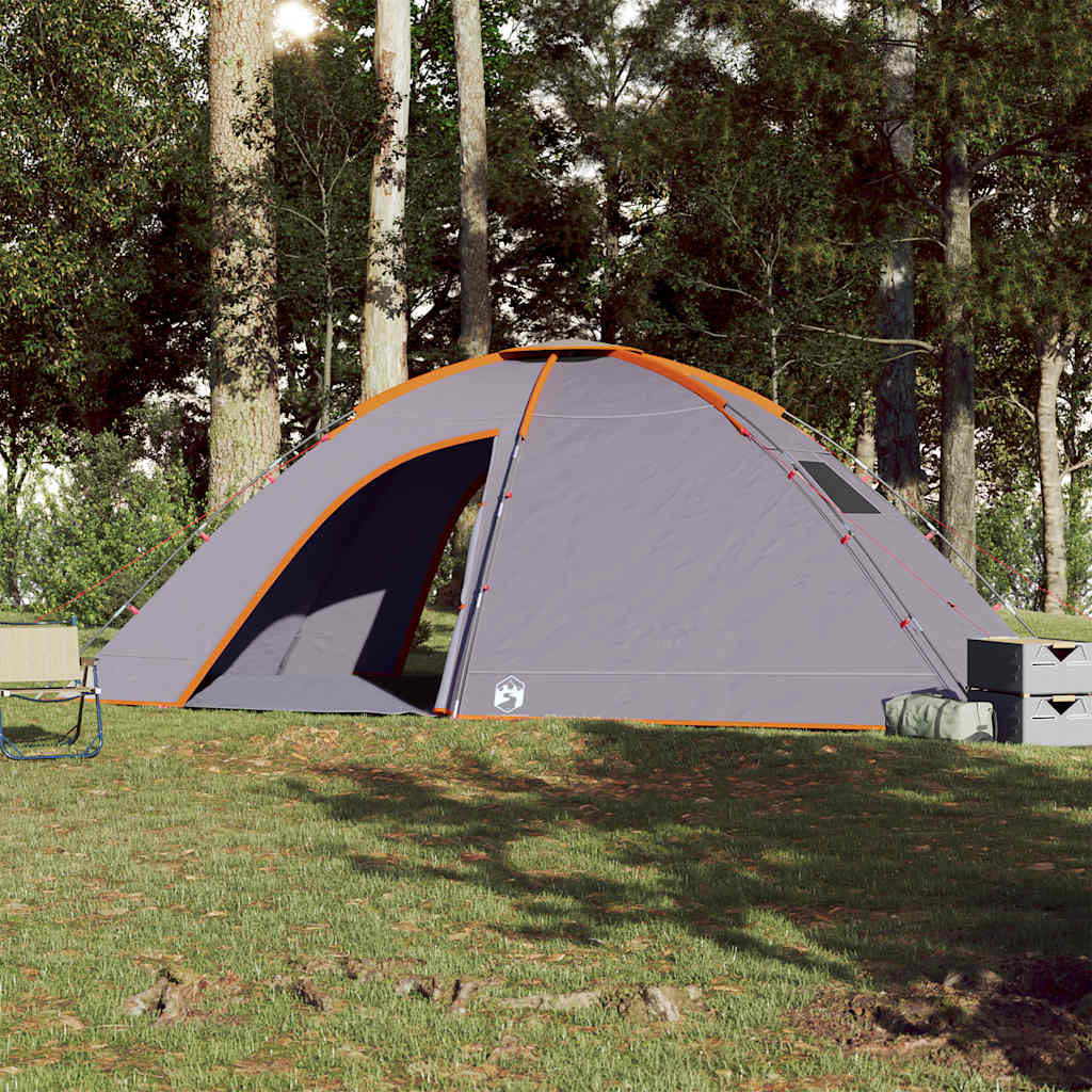 Campingzelt 8 Personen Grau und Orange Wasserdicht