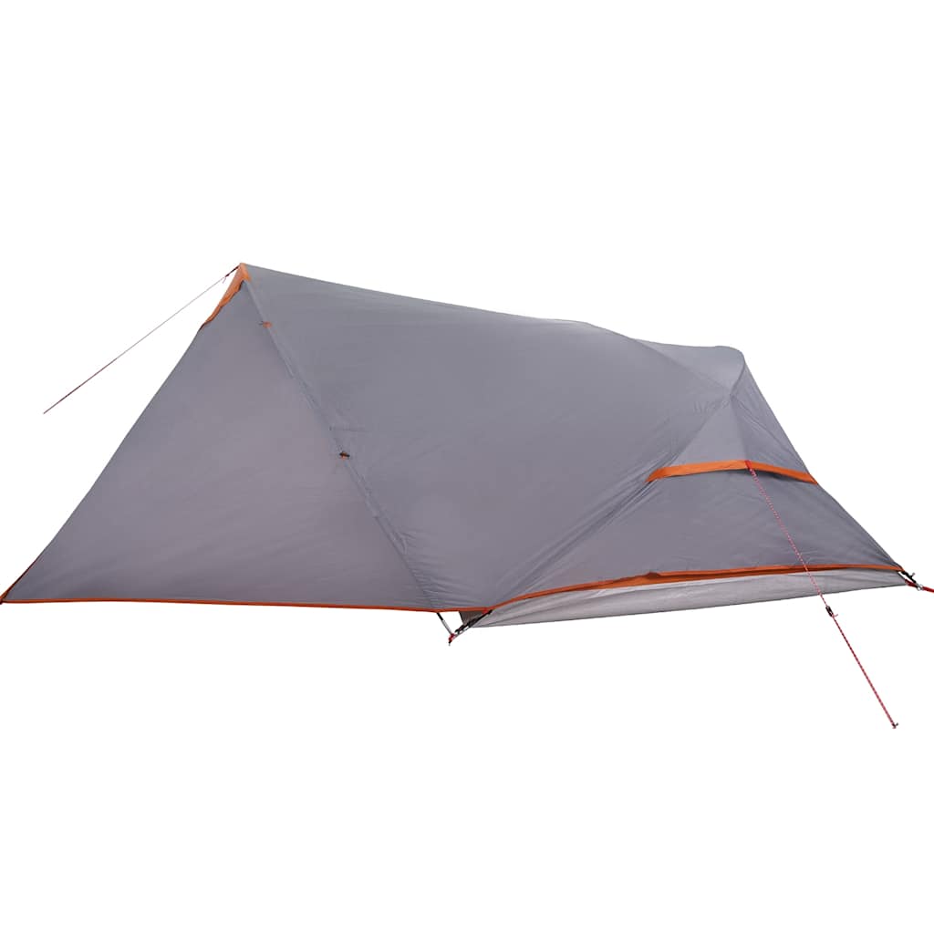 Kuppel-Campingzelt 4 Personen Grau und Orange Wasserdicht