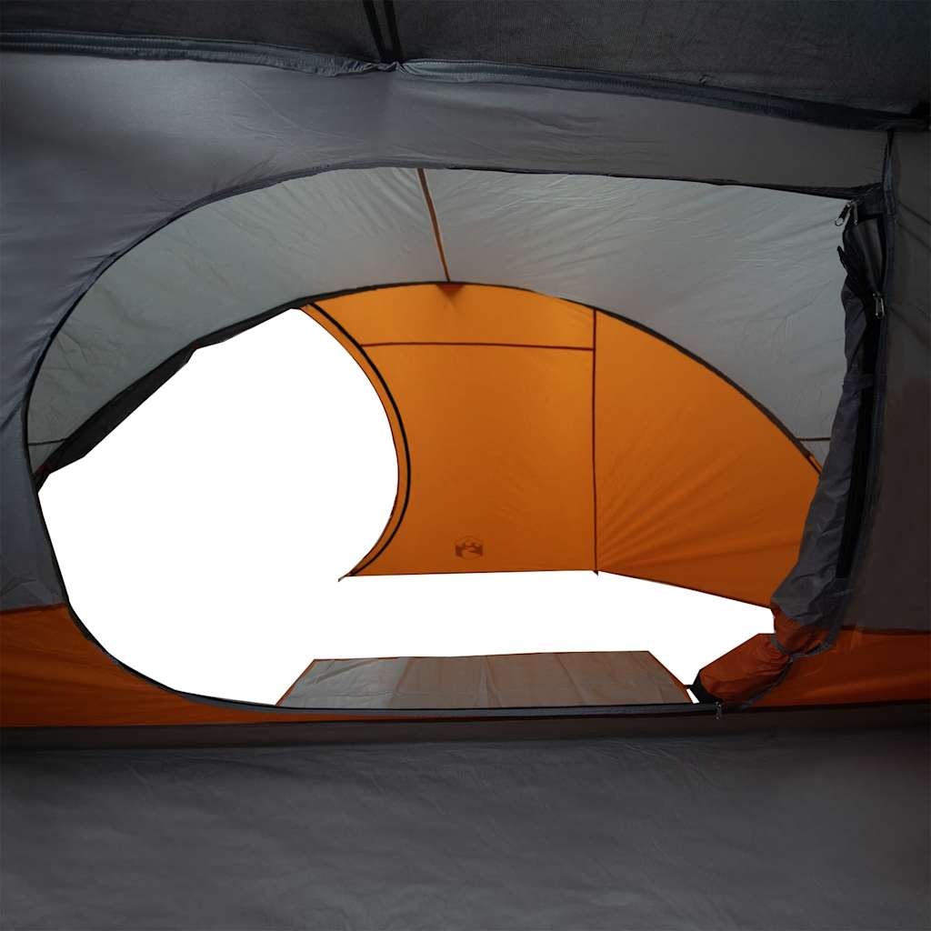 Kuppel-Campingzelt 4 Personen Grau und Orange Wasserdicht