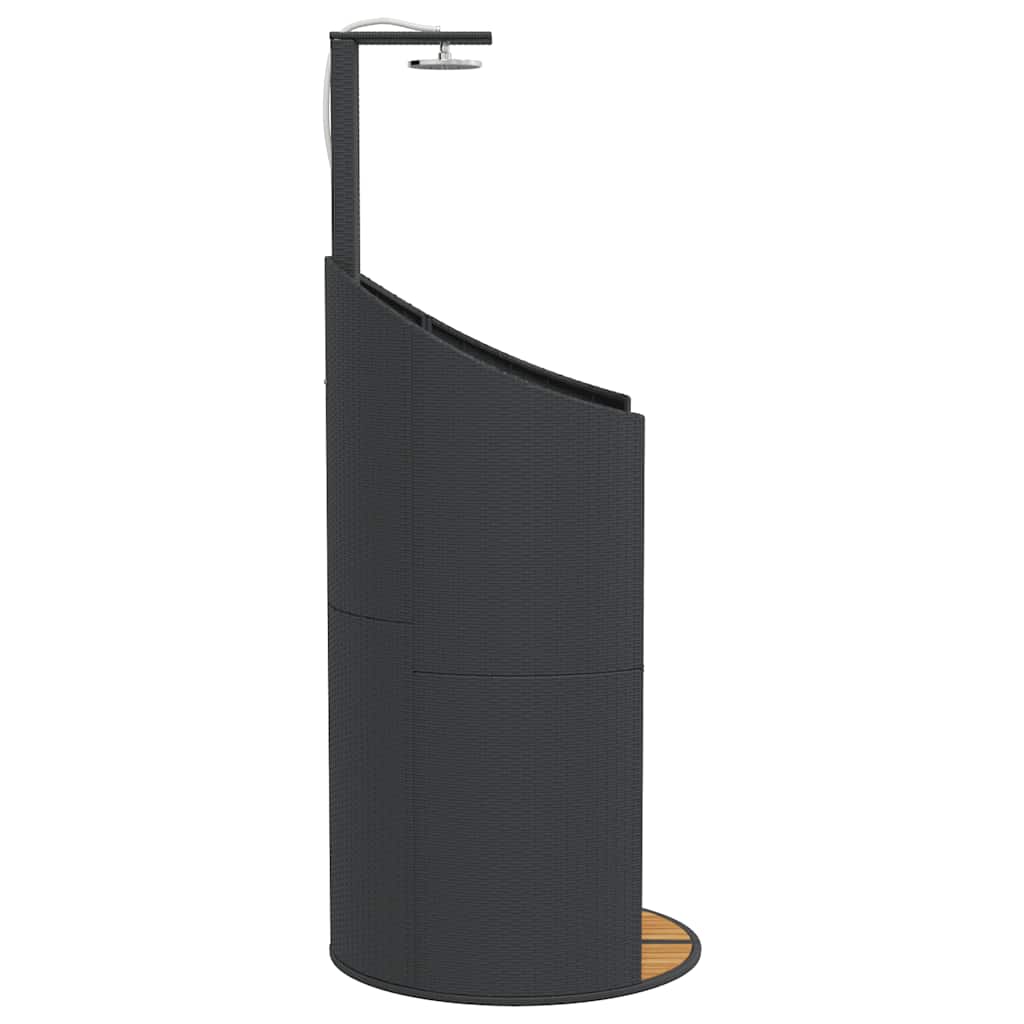 Gartendusche Schwarz 100x100x241,5 cm Poly Rattan Akazienholz