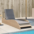 Sonnenliege mit Auflage Beige 60x205x73 cm Poly Rattan