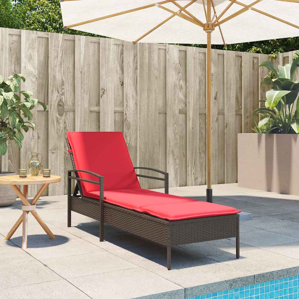 3-fach verstellbare Sonnenliege Poly-Rattan Braun