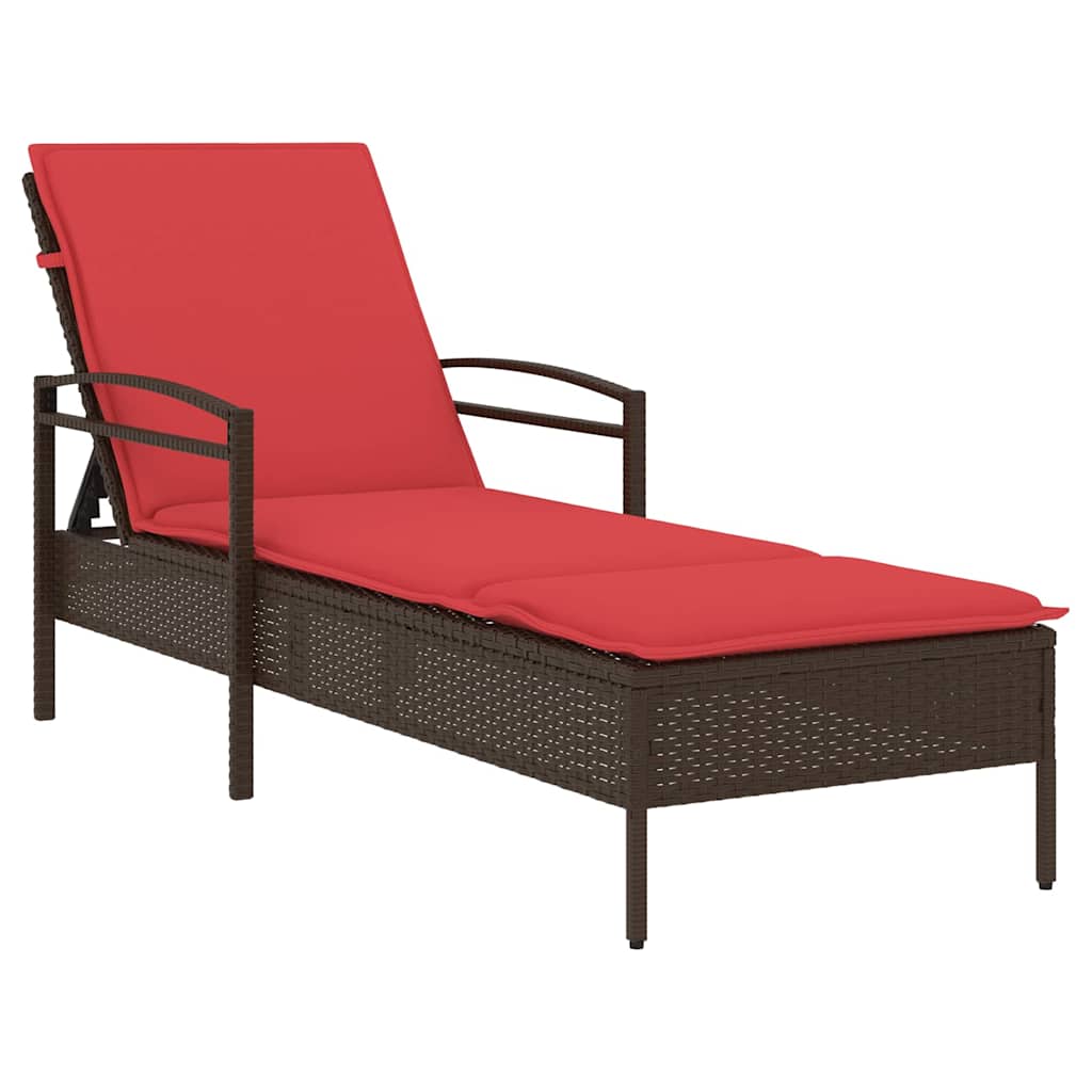 3-fach verstellbare Sonnenliege Poly-Rattan Braun
