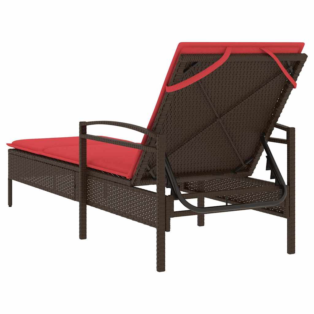 3-fach verstellbare Sonnenliege Poly-Rattan Braun