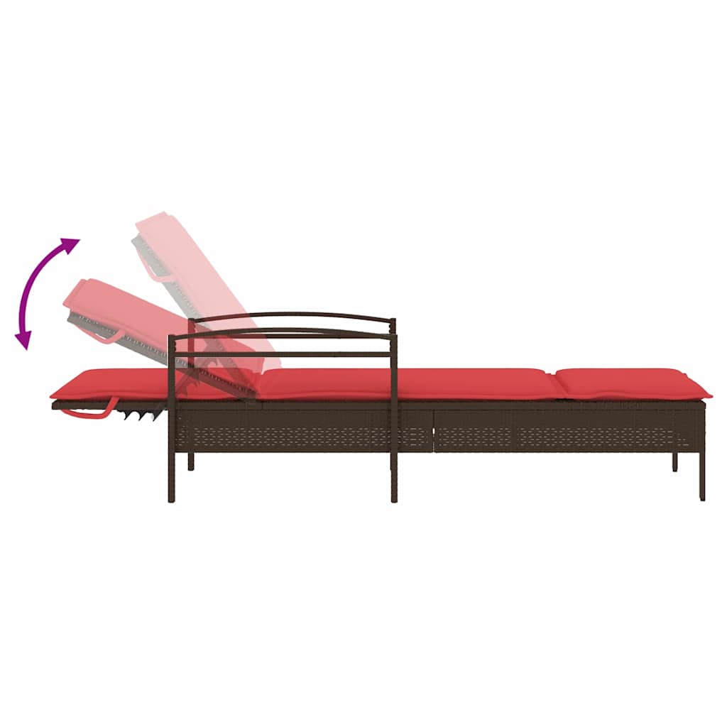 3-fach verstellbare Sonnenliege Poly-Rattan Braun