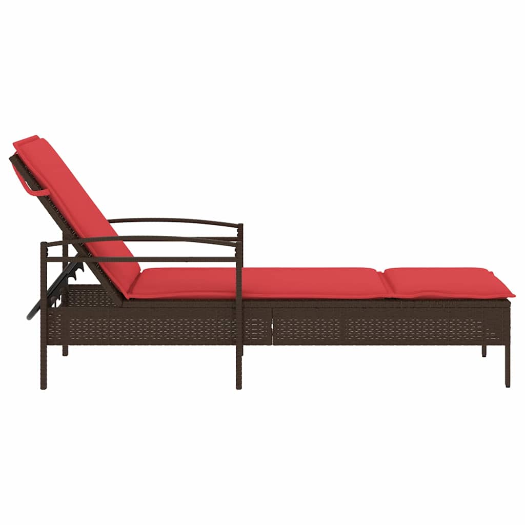 3-fach verstellbare Sonnenliege Poly-Rattan Braun