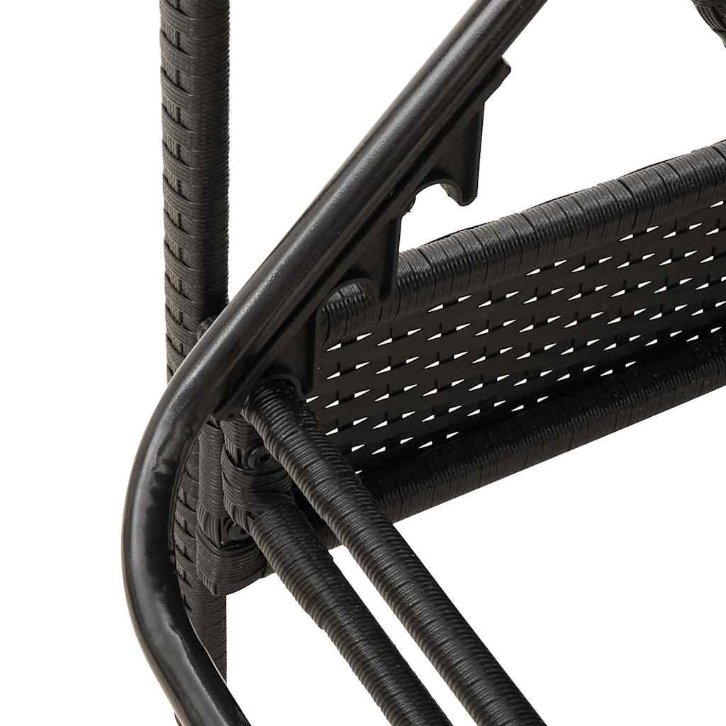 3-fach verstellbare Sonnenliege Poly-Rattan Schwarz