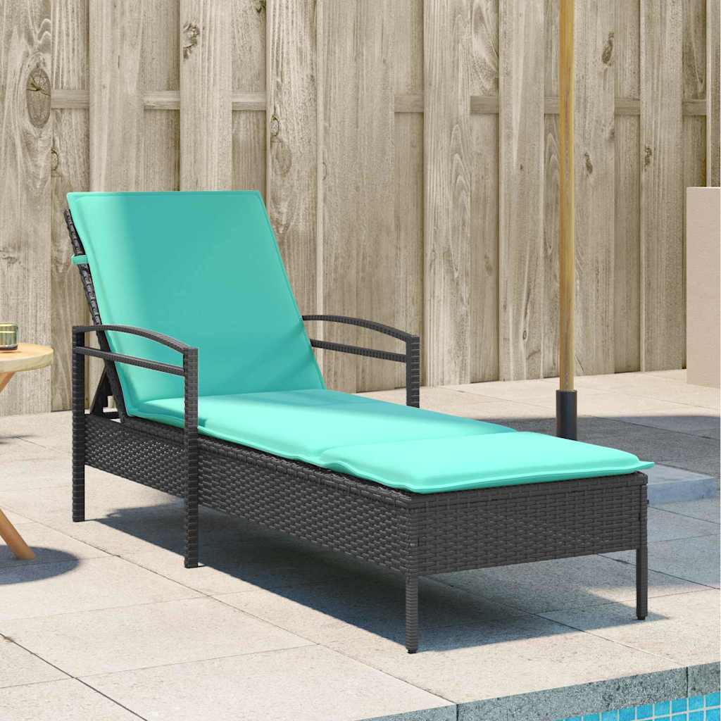 3-fach verstellbare Sonnenliege Poly-Rattan Schwarz