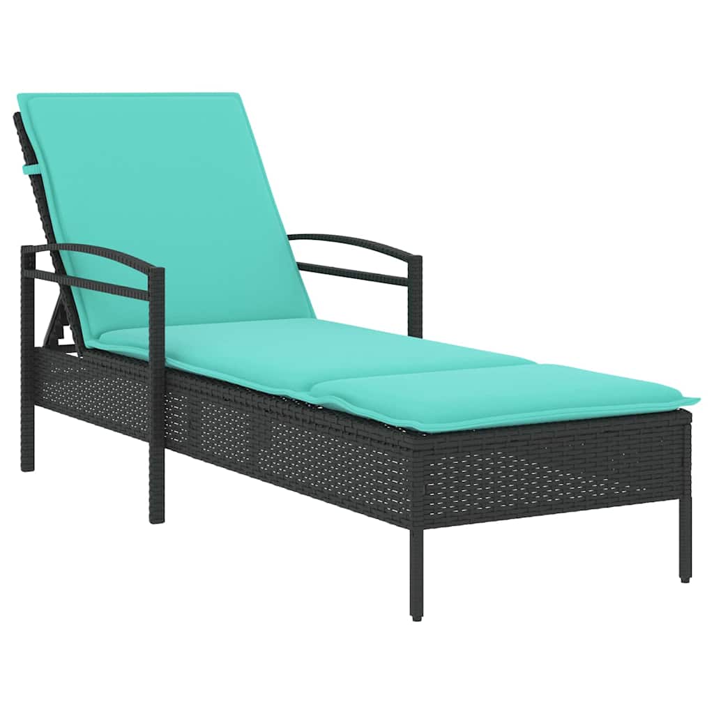 3-fach verstellbare Sonnenliege Poly-Rattan Schwarz