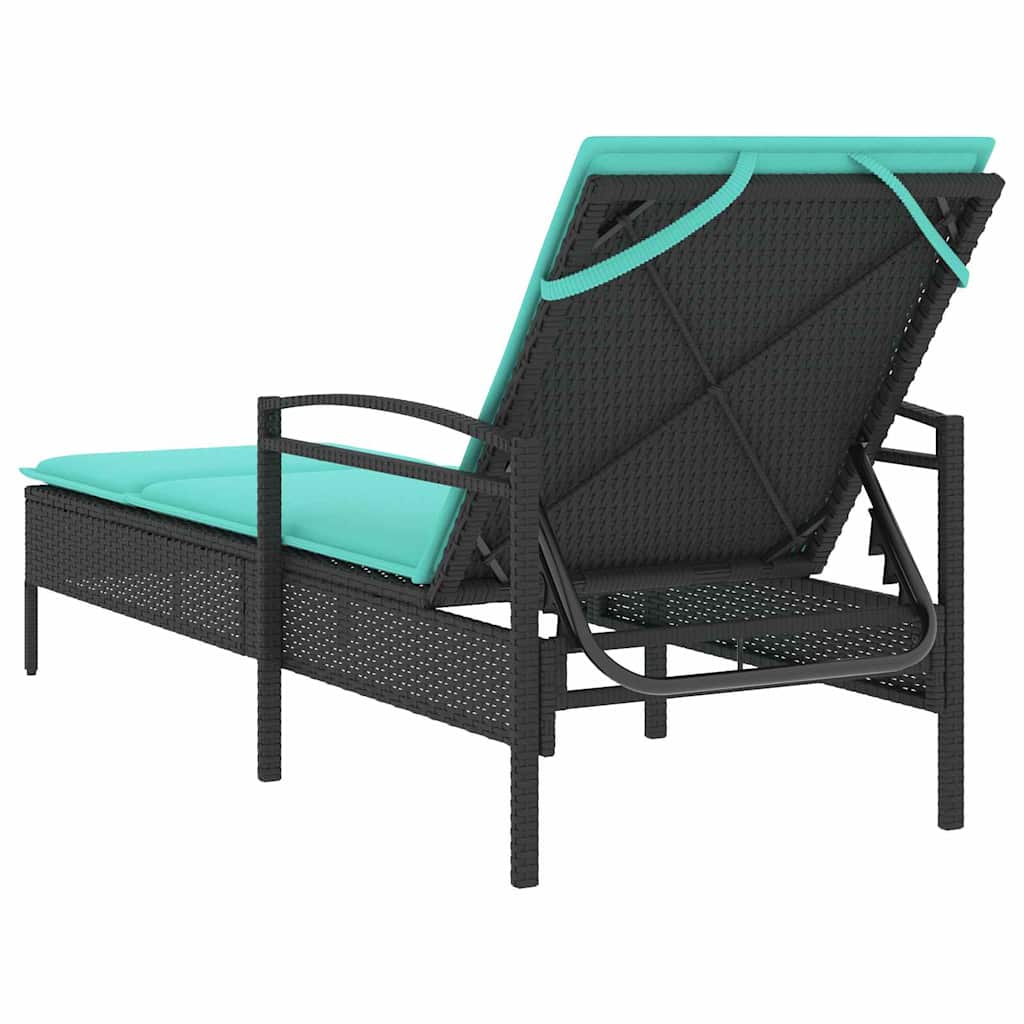 3-fach verstellbare Sonnenliege Poly-Rattan Schwarz