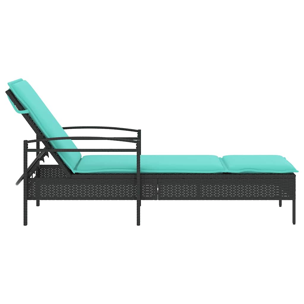 3-fach verstellbare Sonnenliege Poly-Rattan Schwarz