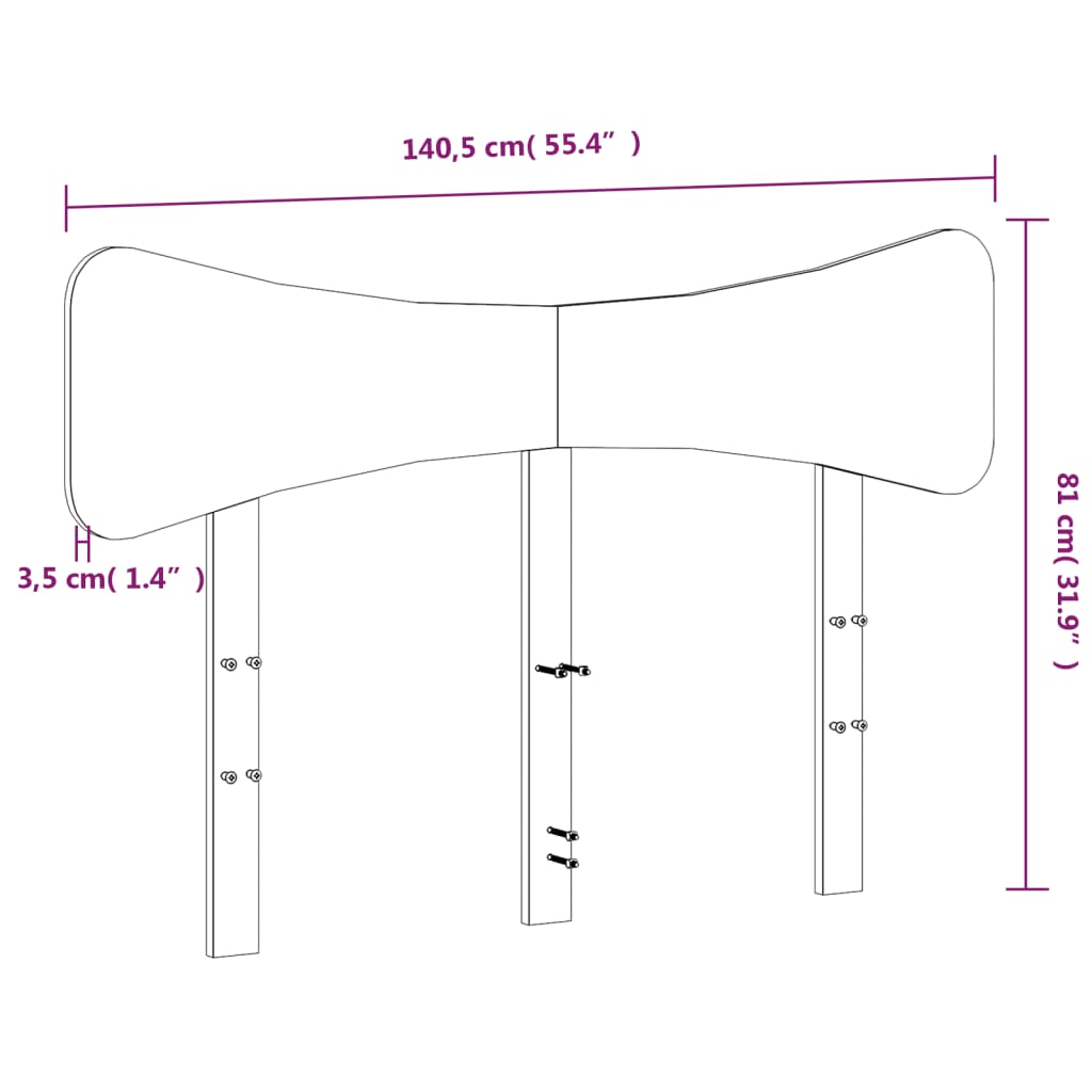 Kopfteil Weiß 135 cm Massivholz Kiefer