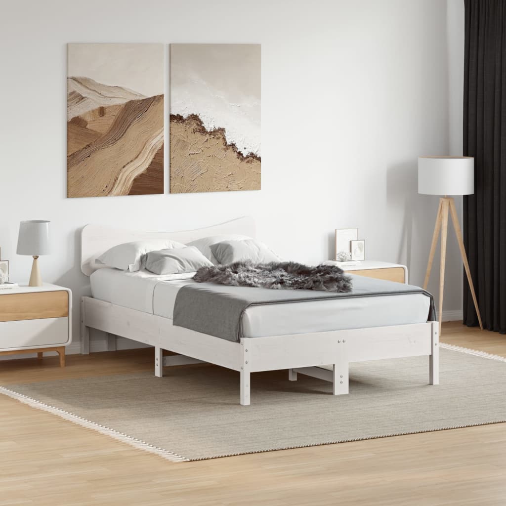 Kopfteil Weiß 120 cm Massivholz Kiefer