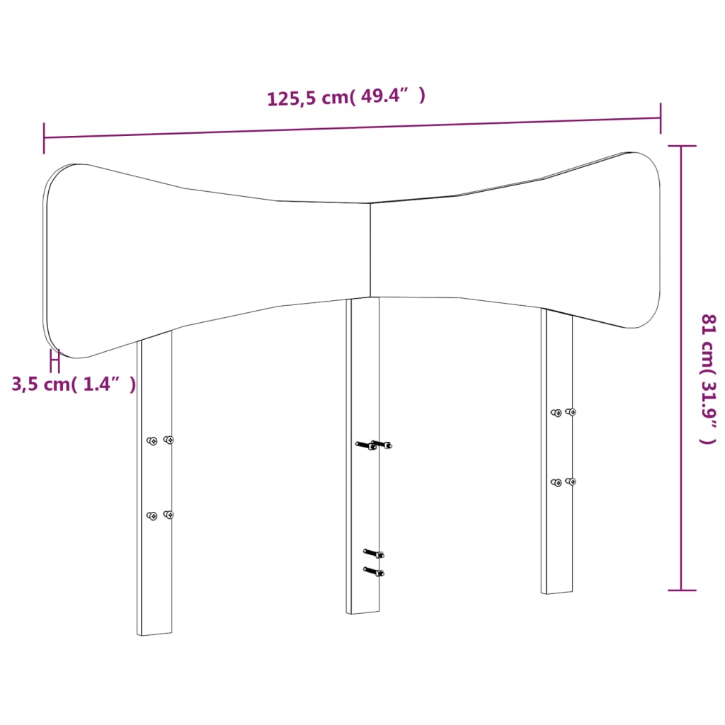 Kopfteil Weiß 120 cm Massivholz Kiefer