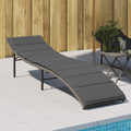 Sonnenliege mit Kissen Grau 55x199x50 cm Poly Rattan