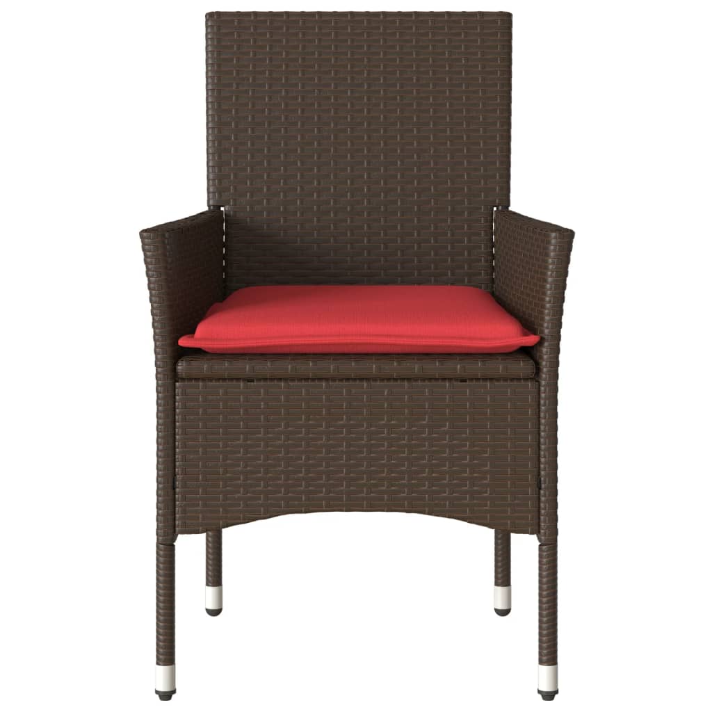 Gartenstühle mit Kissen 2 Stk. Braun Poly Rattan