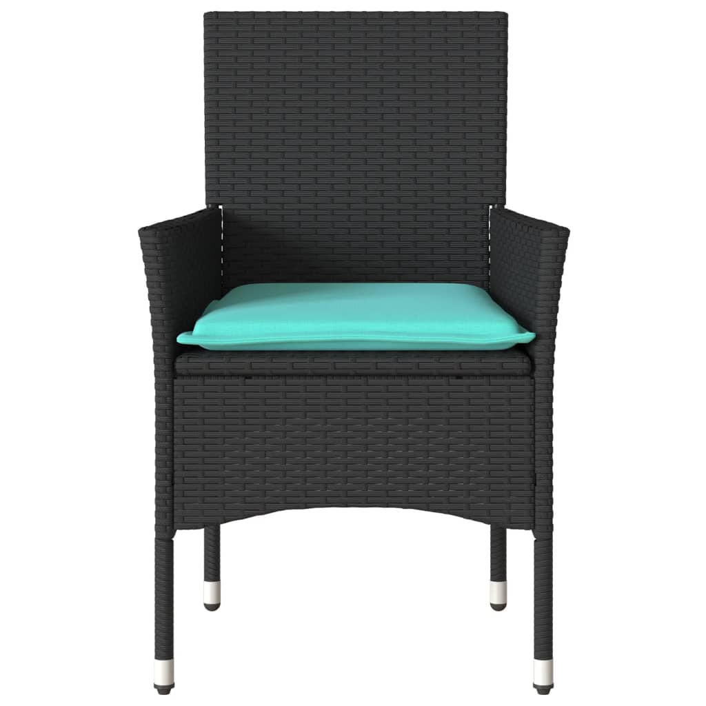 Gartenstühle mit Kissen 2 Stk. Schwarz Poly Rattan