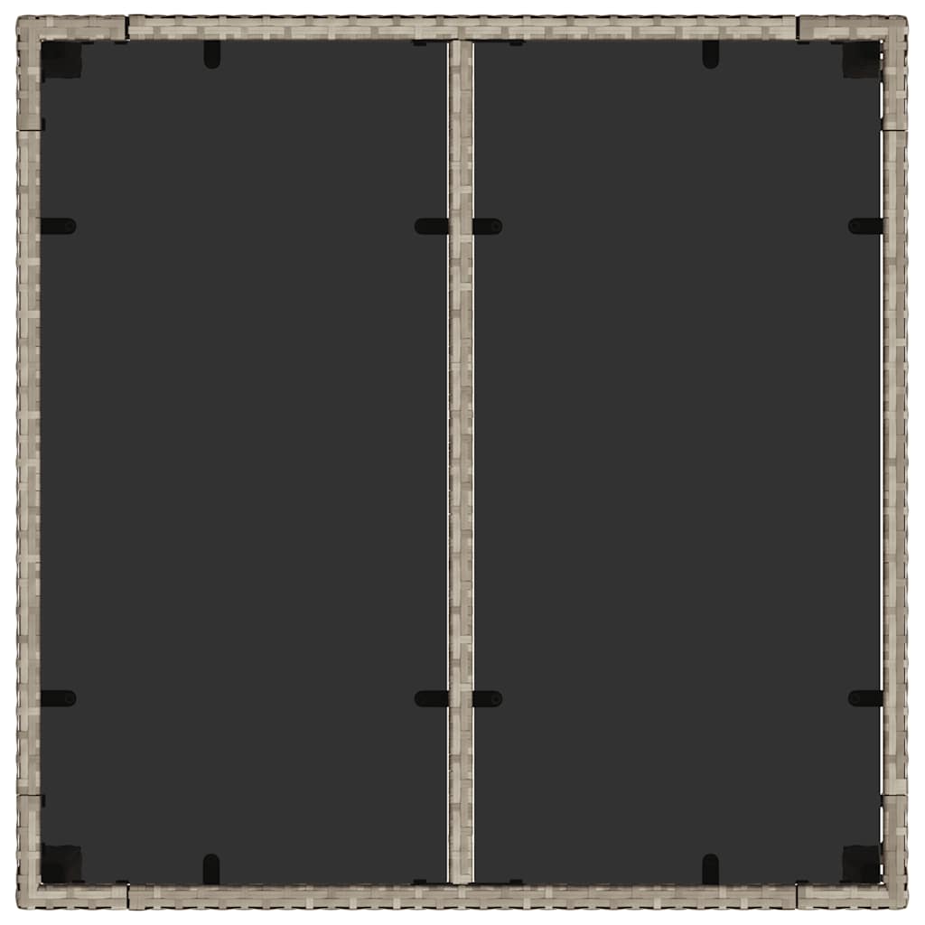 Gartentisch mit Glasplatte Hellgrau 90x90x75 cm Poly Rattan