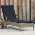 Sonnenliege mit Rollen und Kissen Grau Poly Rattan