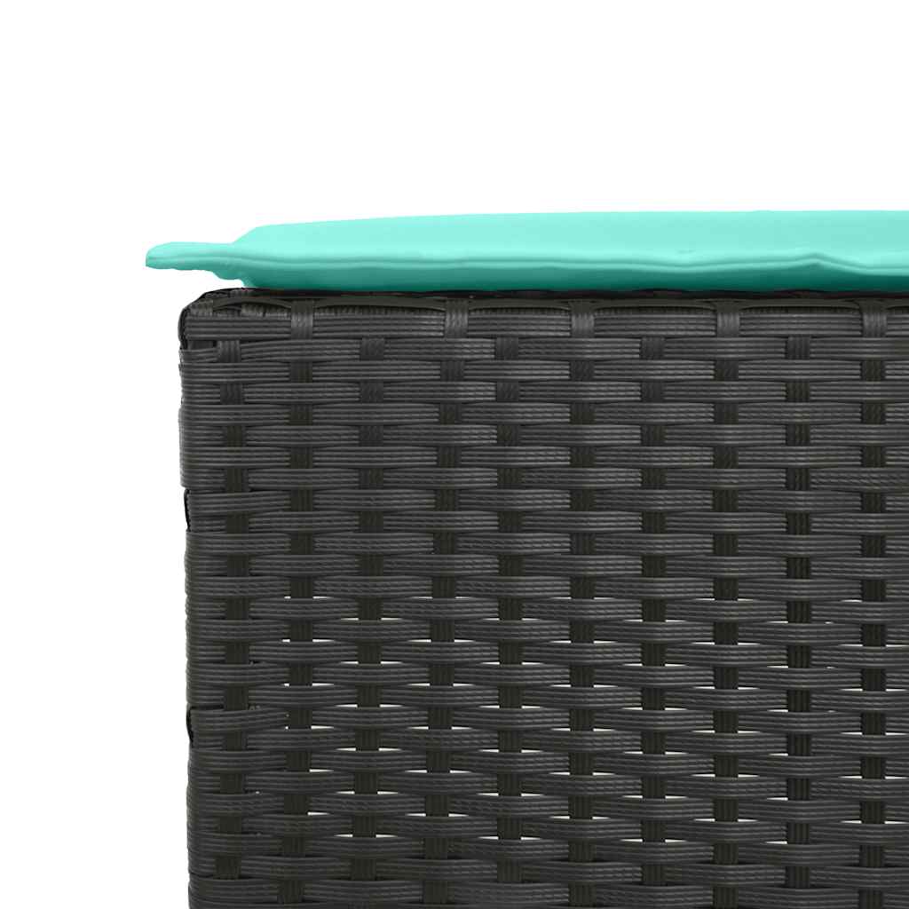 Garten-Barhocker mit Kissen 2 Stk. Schwarz Poly Rattan