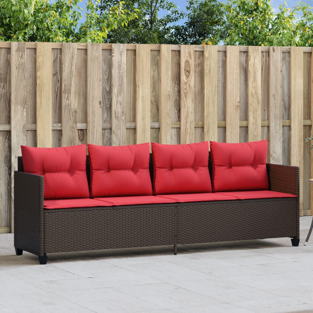 Sonnenliege mit Kissen Braun Poly Rattan