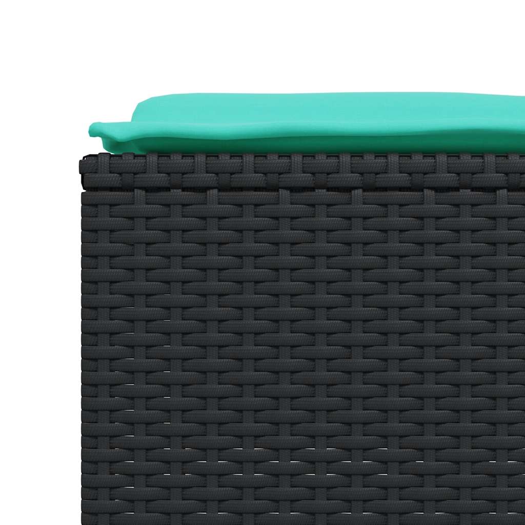 Gartenhocker mit Kissen 4 Stk. Schwarz Poly Rattan