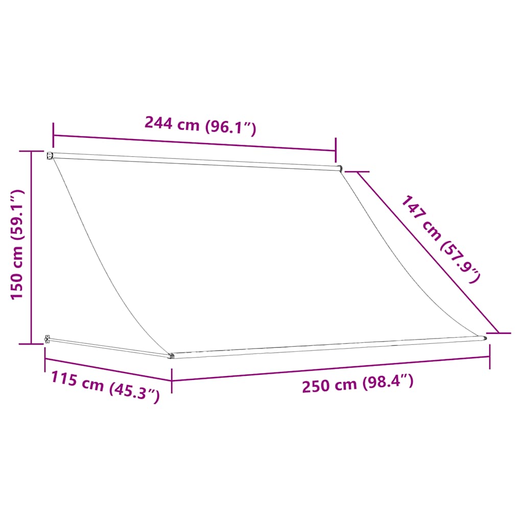 Markise Einziehbar Creme 250x150 cm Stoff und Stahl