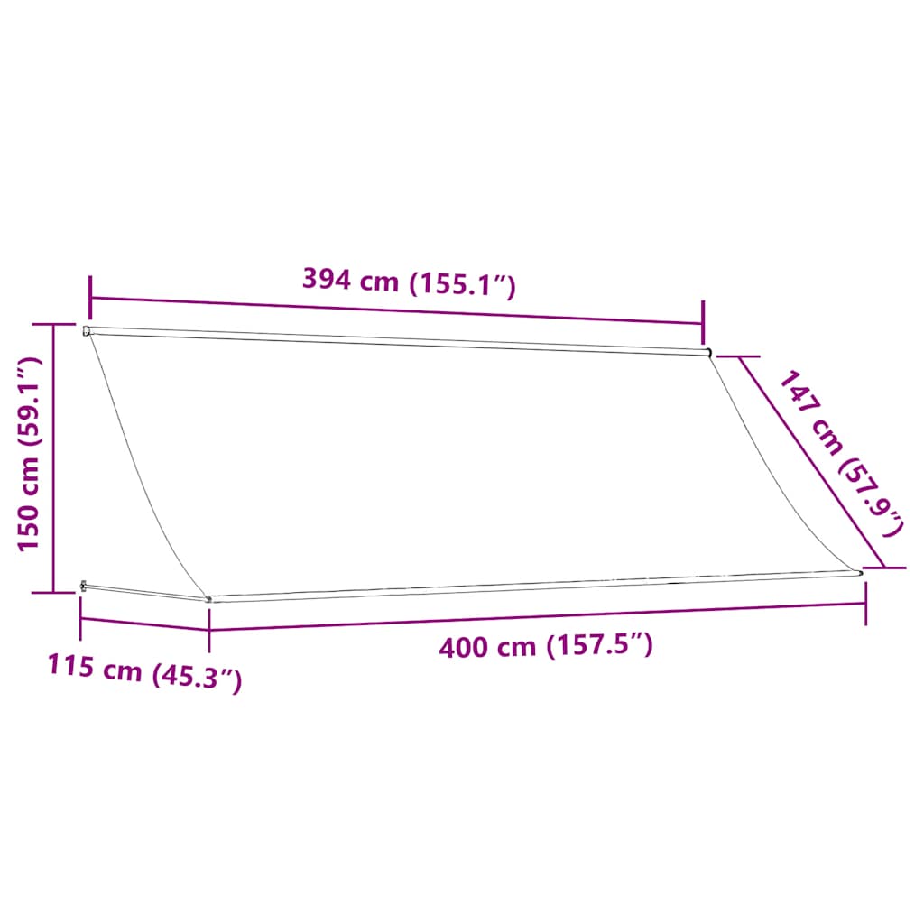 Markise Einziehbar Creme 400x150 cm Stoff und Stahl