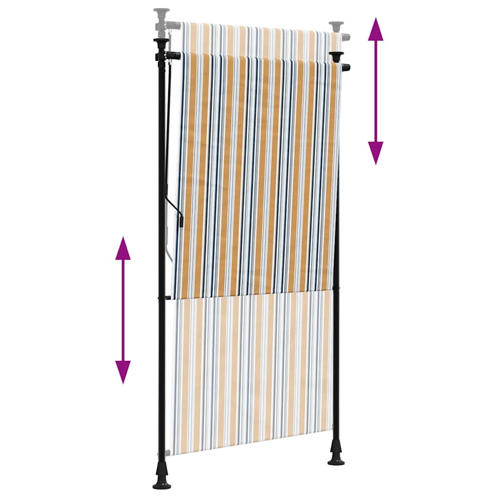 Außenrollo Gelb und Weiß 120x270 cm Stoff und Stahl
