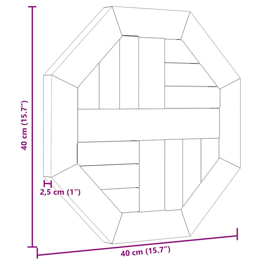 Tischplatte 40x40x2,5 cm Achteckig Massivholz Teak