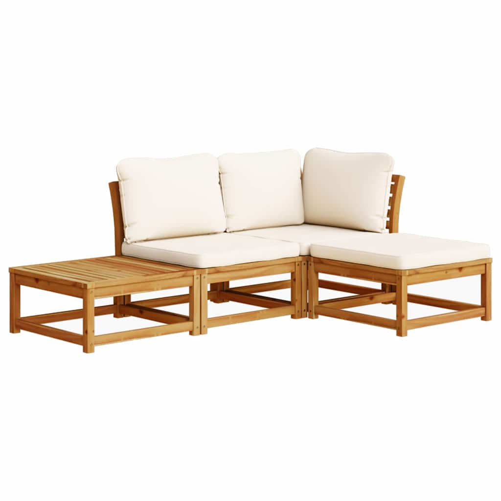 4-tlg. Garten-Lounge-Set mit Kissen Massivholz Akazie