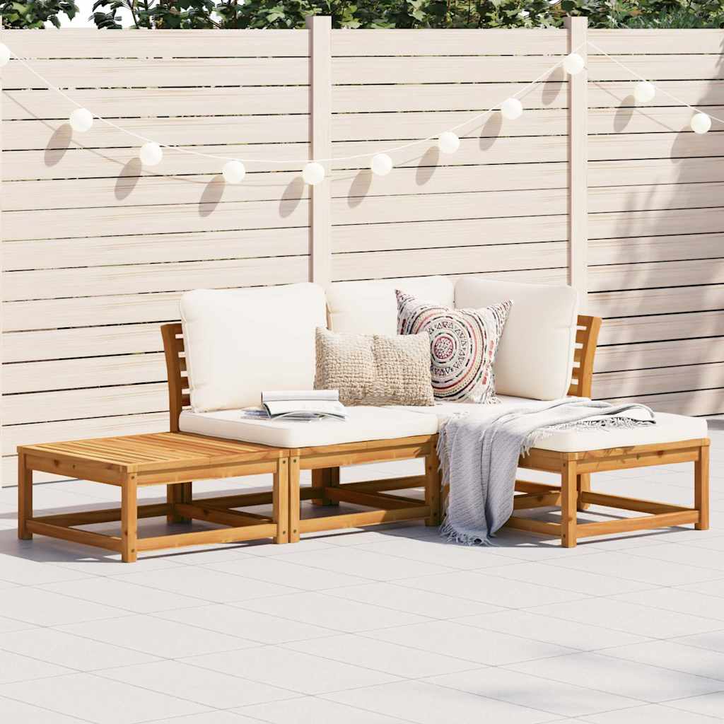 4-tlg. Garten-Lounge-Set mit Kissen Massivholz Akazie