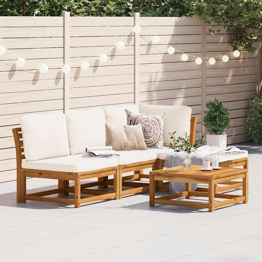 5-tlg. Garten-Lounge-Set mit Kissen Massivholz Akazie