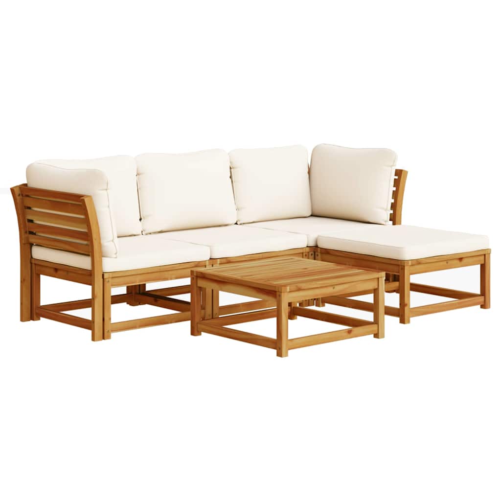 5-tlg. Garten-Lounge-Set mit Kissen Massivholz Akazie