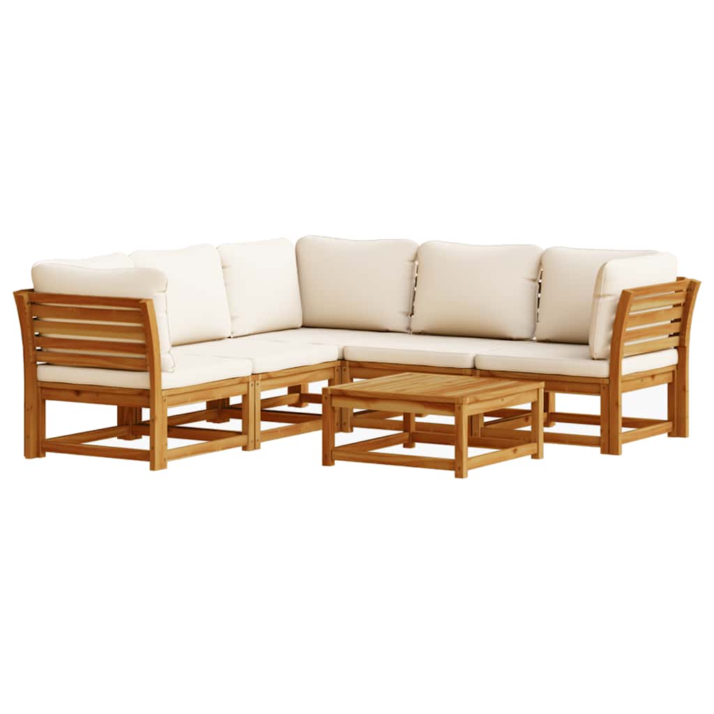 6-tlg. Garten-Lounge-Set mit Kissen Massivholz Akazie