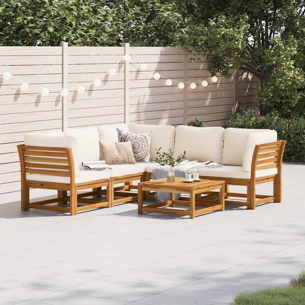 6-tlg. Garten-Lounge-Set mit Kissen Massivholz Akazie