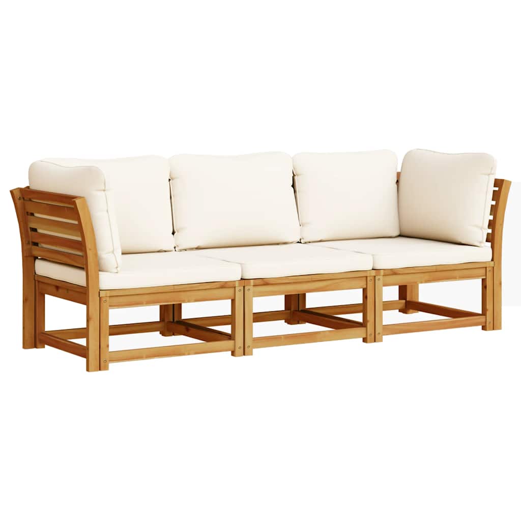 3-tlg. Garten-Lounge-Set mit Kissen Massivholz Akazie