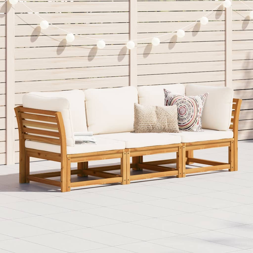 3-tlg. Garten-Lounge-Set mit Kissen Massivholz Akazie