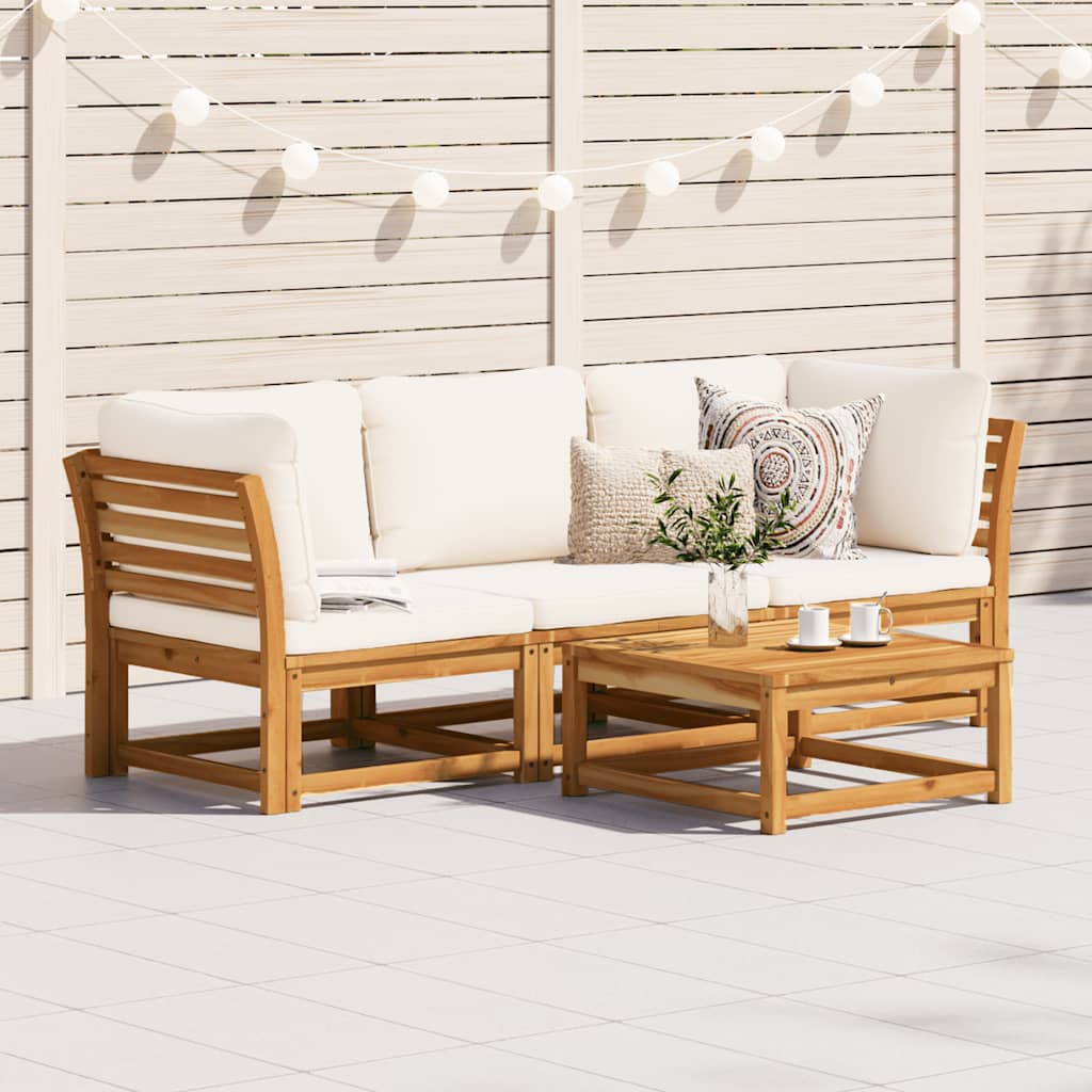 3-tlg. Garten-Lounge-Set mit Kissen Massivholz Akazie