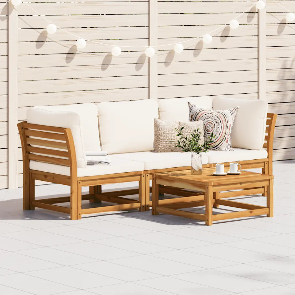 Garten-Lounge-Set mit Kissen Massivholz Akazie