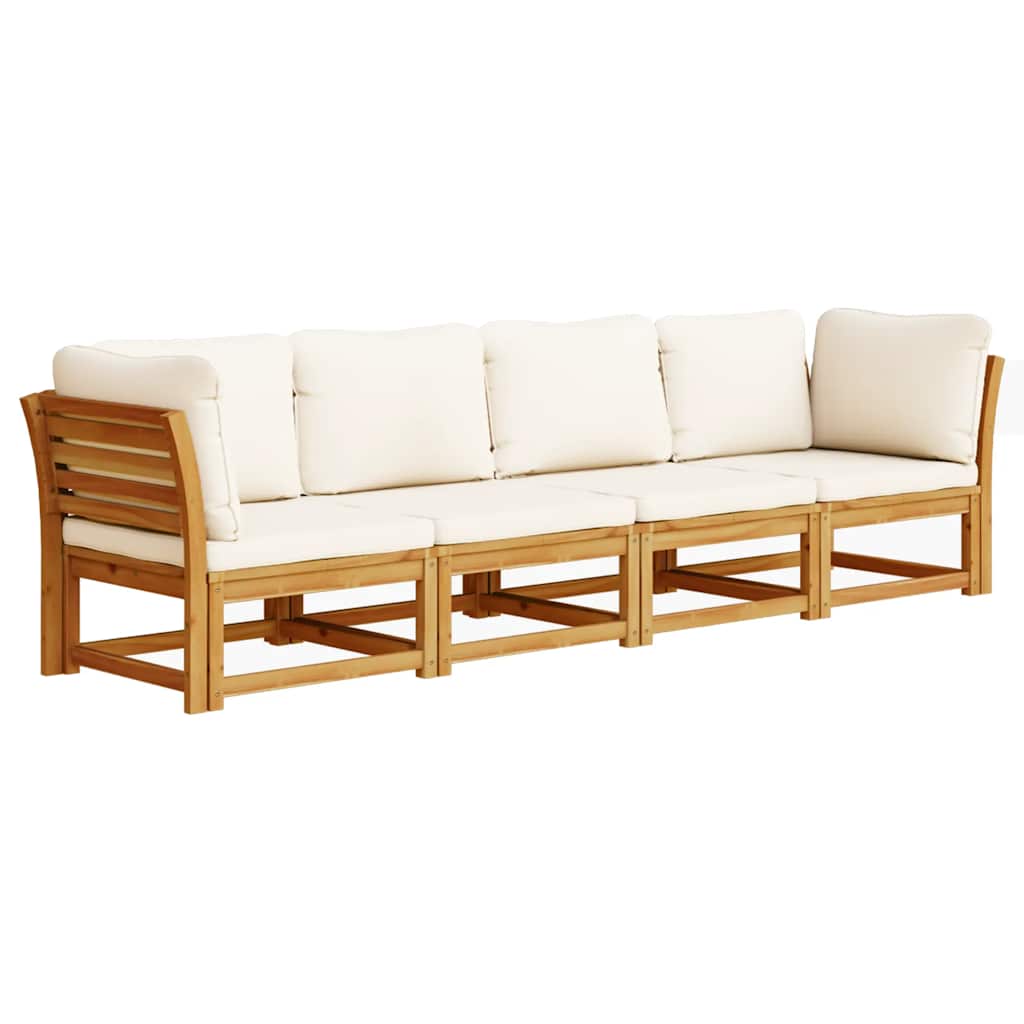 4-tlg. Garten-Lounge-Set mit Kissen Massivholz Akazie
