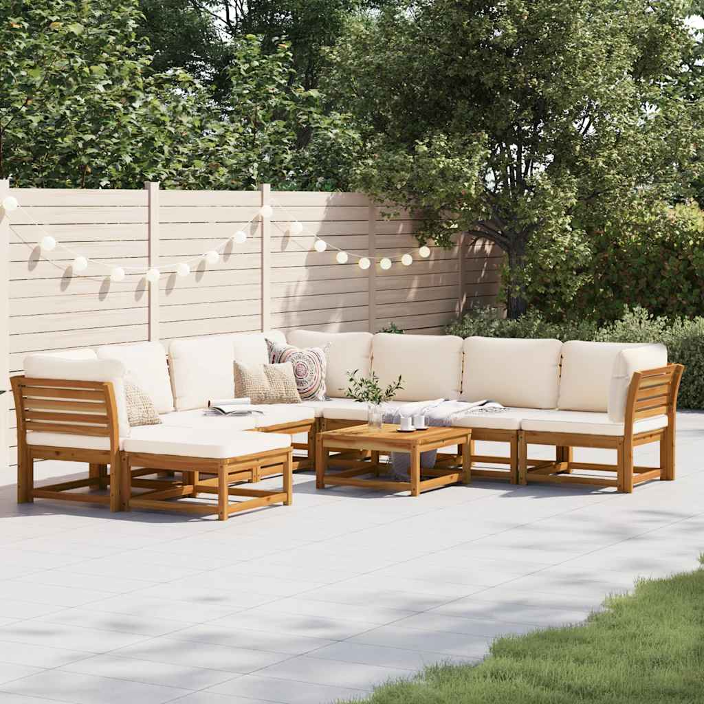 9-tlg. Garten-Lounge-Set mit Kissen Massivholz Akazie